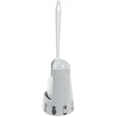 Toilet Brush, Gedy 1833-4176, White Toilet Brush Holder with Cat Picture 1833-4176
